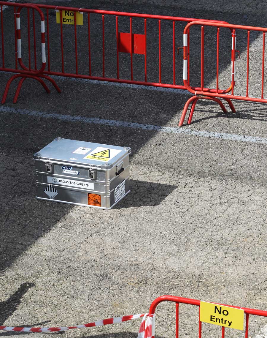 The faulty Williams KERS unit sits isolated in the paddock