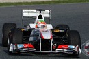 Sergio Perez does a run on intermediates in his Sauber