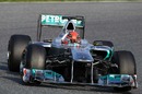 Michael Schumacher on an early run in the Mercedes W02