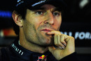 Mark Webber faces questions in the Thursday press conference