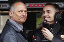 Ron Dennis and Martin Whitmarsh share a joke on the pit wall