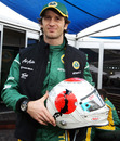 Jarno Trulli with his special race helmet in support of the victims of the Japanese earthquake