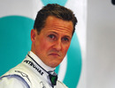 Michael Schumacher in the Mercedes garage