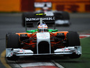 Paul di Resta skips his Force India over the kerbs