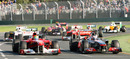 Felipe Massa  and Jenson Button battle at the start of the race