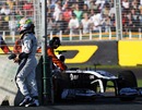 Pastor Maldonado brought his car to a stop early in the race