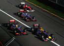 Mark Webber edges ahead of Lewis Hamilton at the start of the race