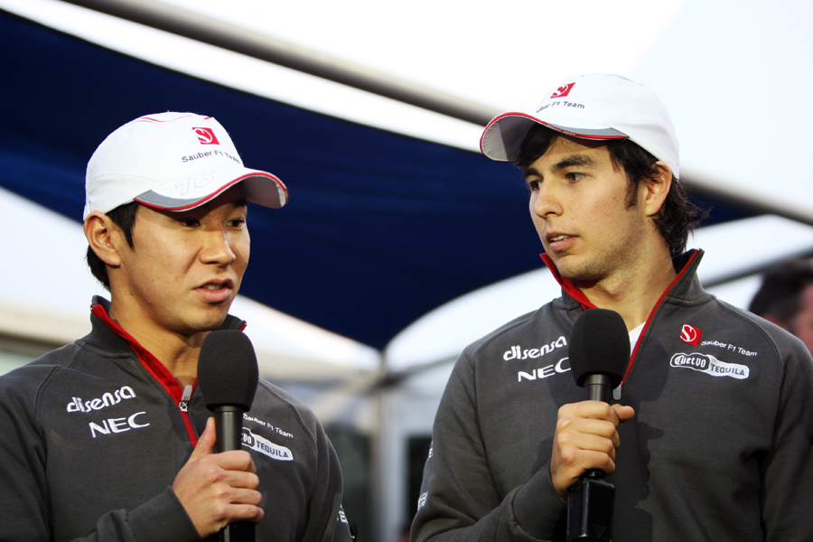 Kamui Kobayashi and Sergio Perez talk to the BBC after the race