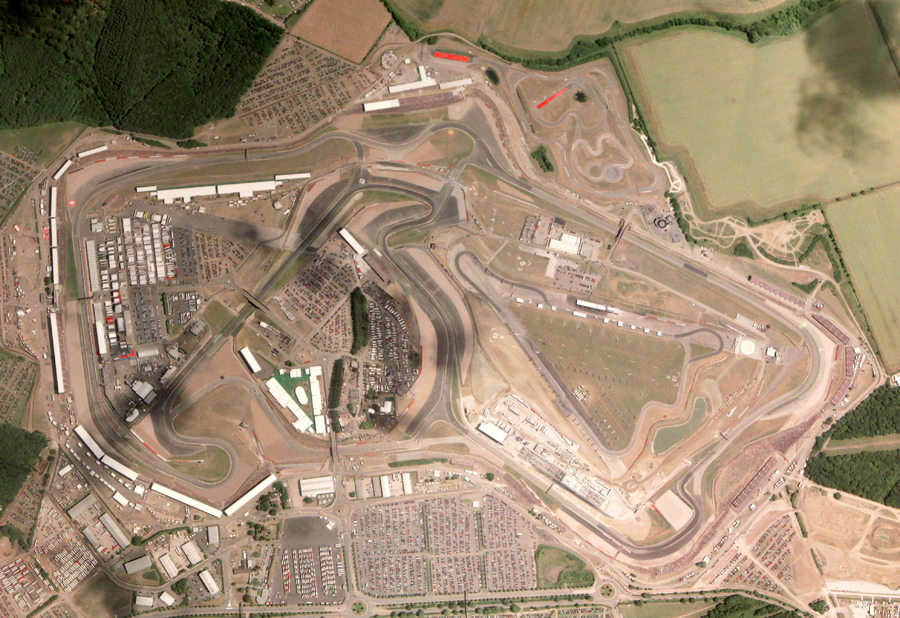 An aerial view of Silverstone showing the recent improvements to the facilities