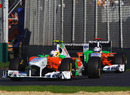 Paul di Resta and Adrian Sutil run nose to tail