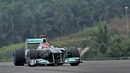Michael Schumacher on another lap in the Mercedes