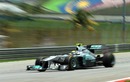 Nico Rosberg turns in his Mercedes at speed