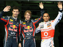 The top three in qualifying wave for the cameras