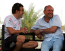 Fernando Alonso and McLaren boss Ron Dennis chat in the paddock