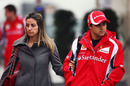 Felipe Massa arrives in the paddock with his wife Rafaela Bassi