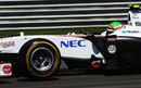 Sergio Perez on track in the Sauber