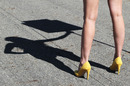 The shadow of a GP2 grid girl