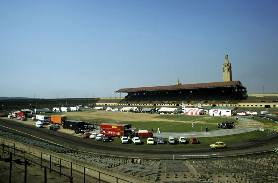 Barcelona's Olympic stadium served as a temporary paddock for the teams