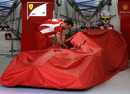 Fernando Alonso's Ferrari under wraps