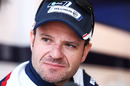 Rubens Barrichello answers questions in the Barcelona paddock